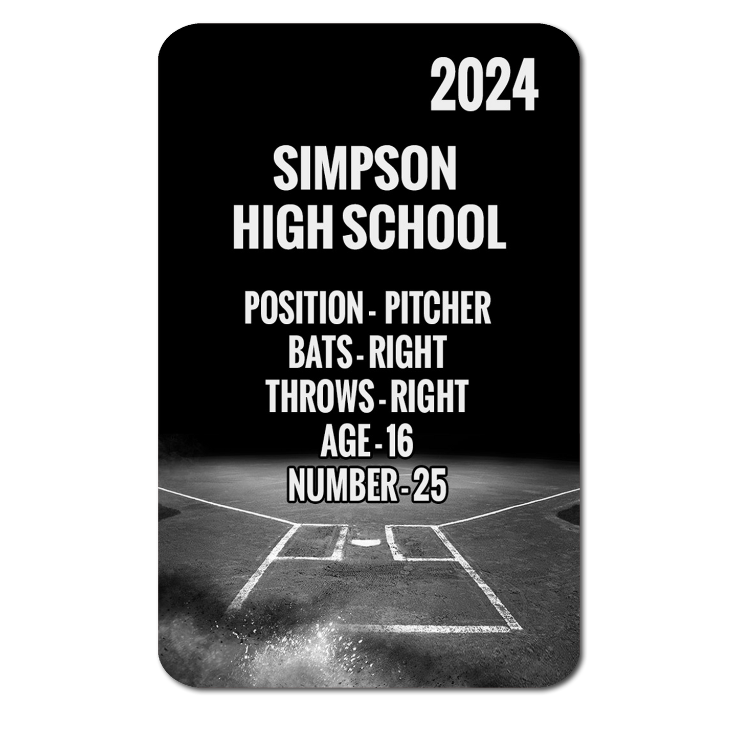 Softball Card – Photo & Player Info