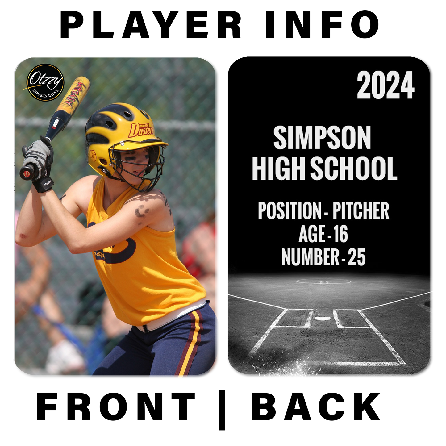 Softball Photo Card - Player Info