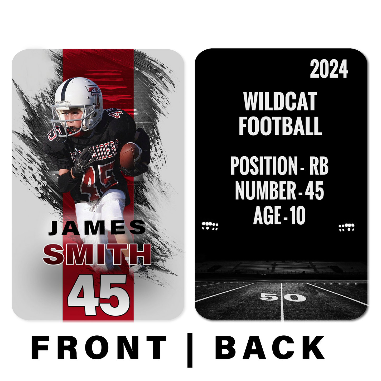 Football Stripe Card - Photo & Player Info