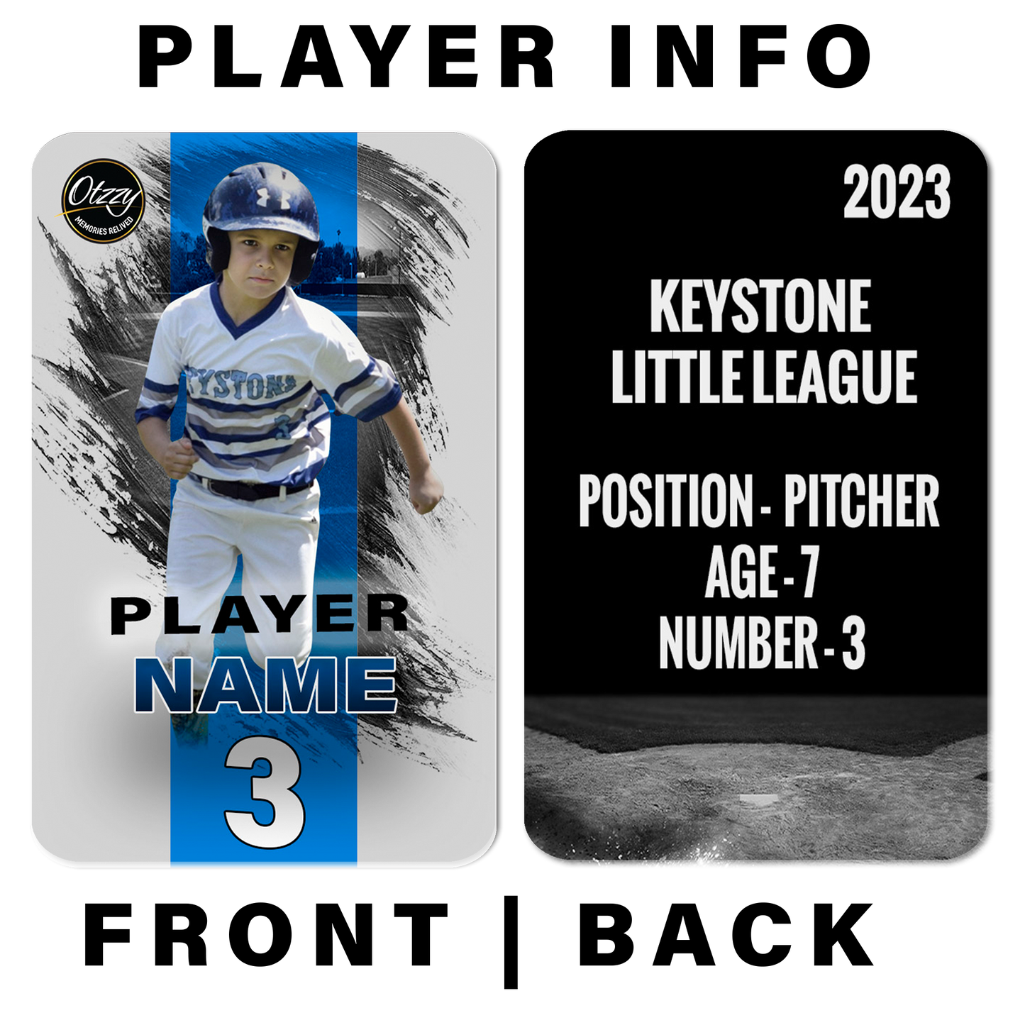 Baseball Card Stripe - Player Info