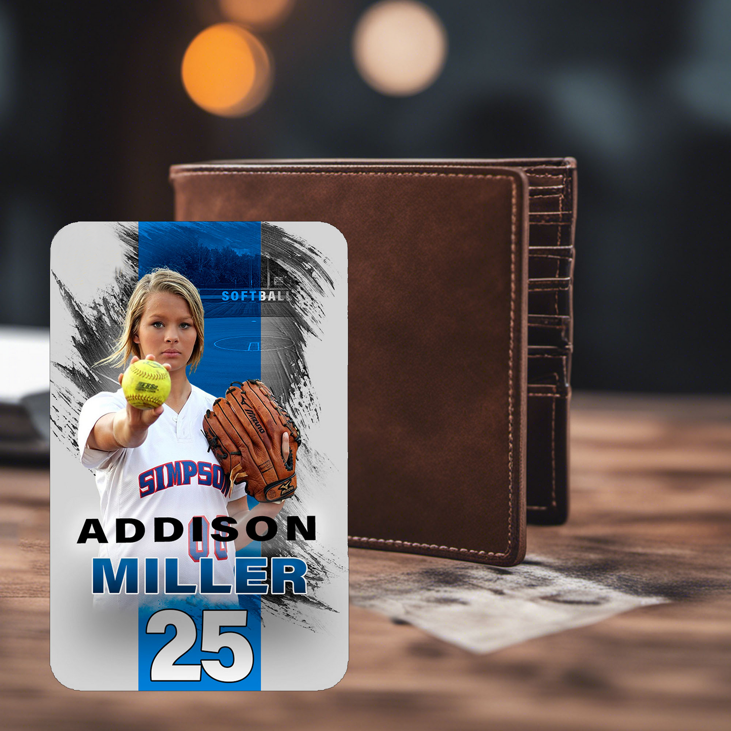 Softball Card Stripe - Photo & Player Info
