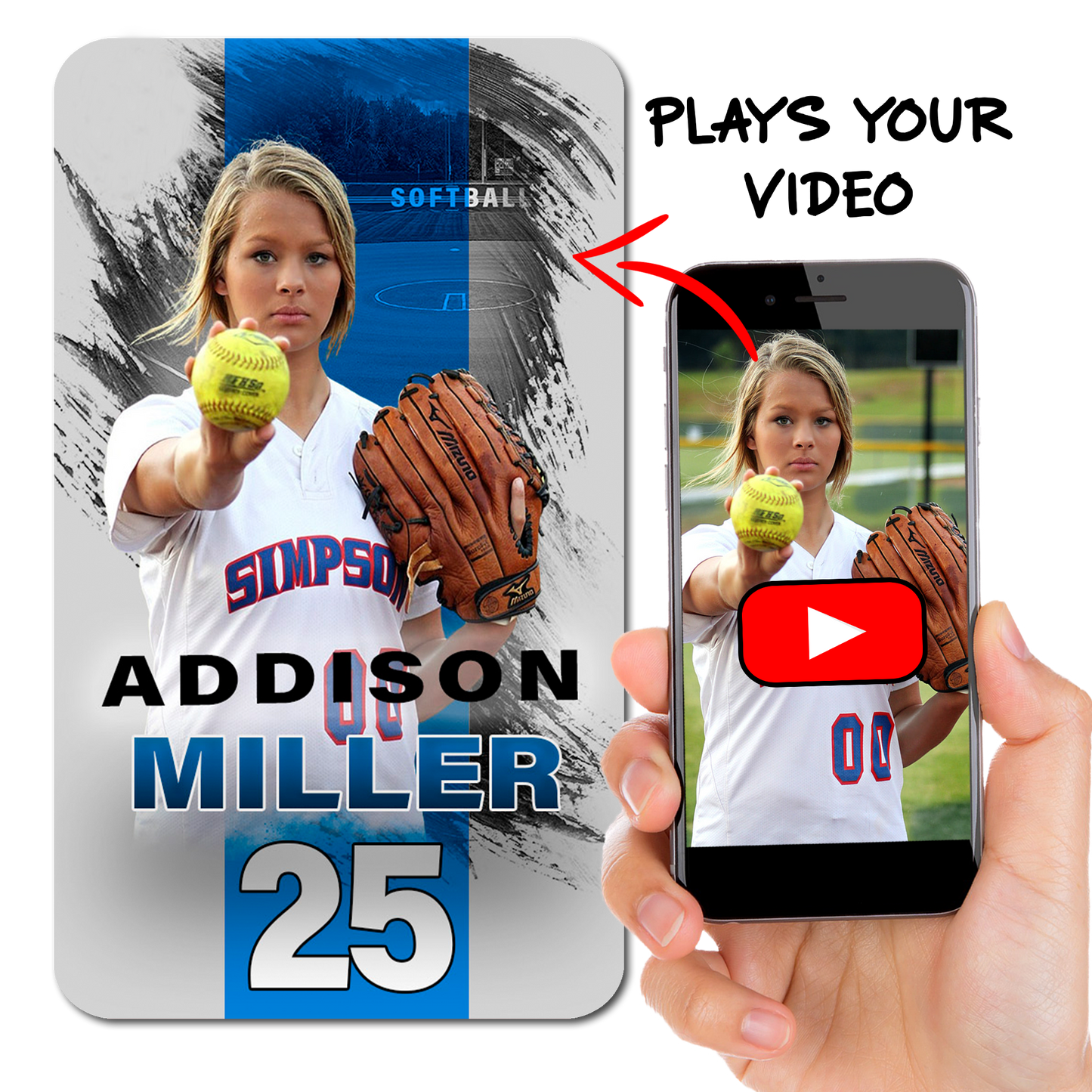 Softball Card Stripe - Photo & Player Info