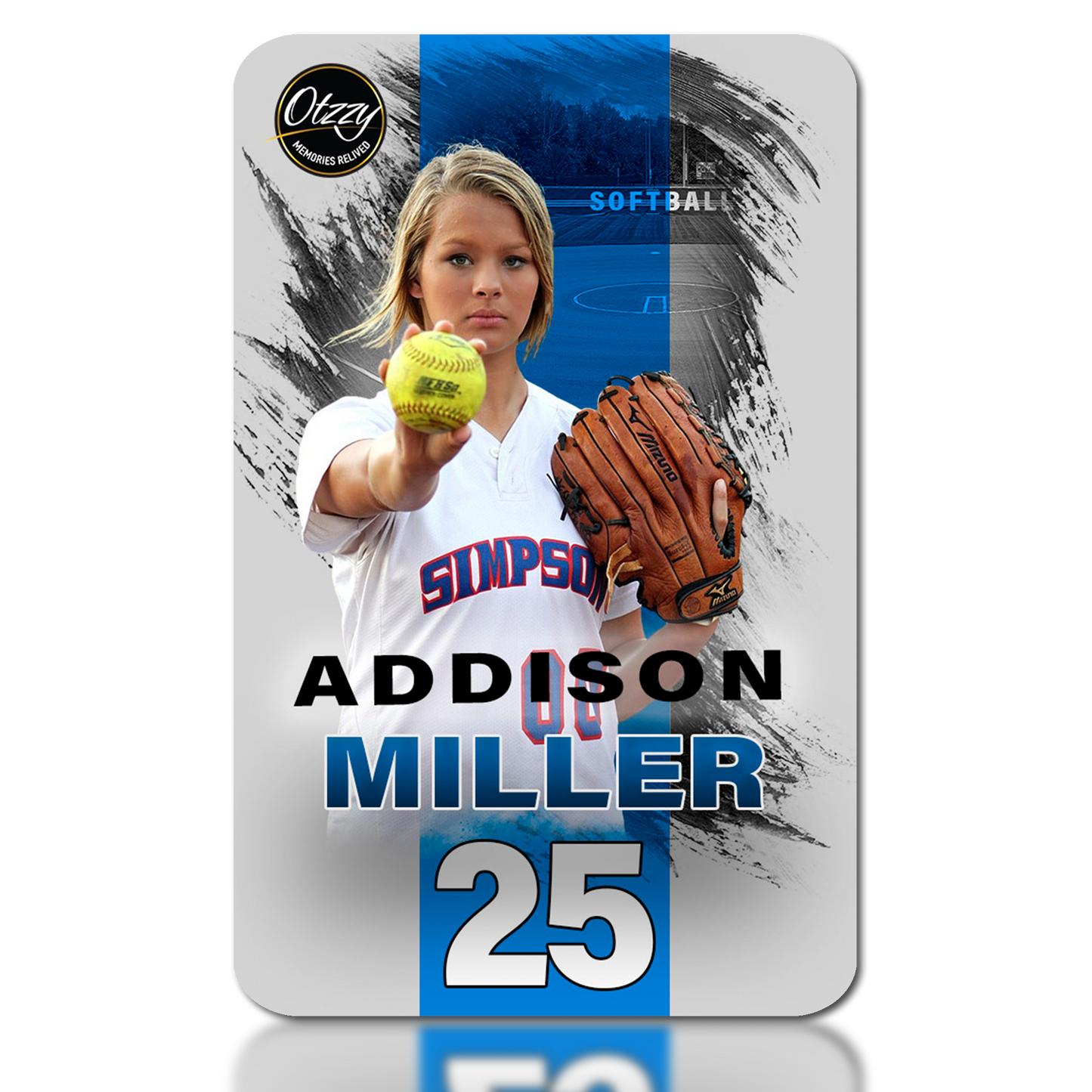 Softball Card Stripe - Player Info